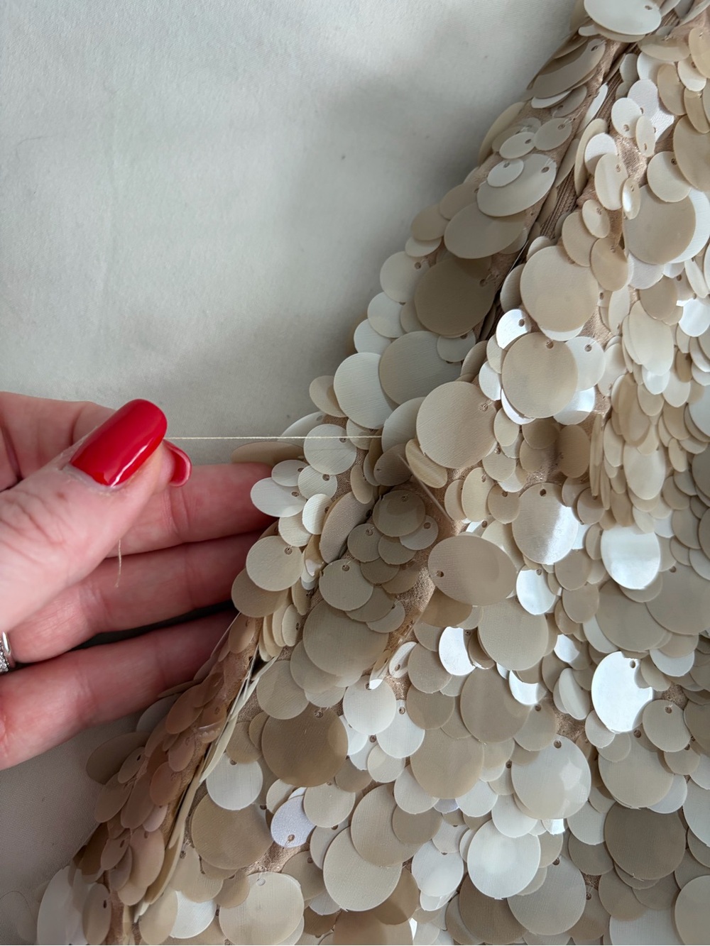 Sequin Mini Skirt in Neutral Beige - Picture 3 of 4